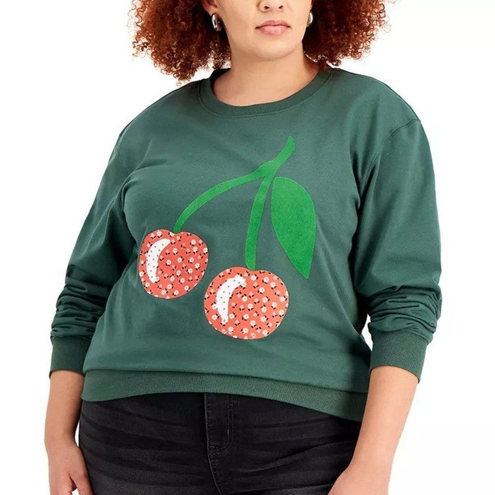 Mad Engine Trendy Plus Size Cherry Graphic Sweatshirt - Picture 1 of 1